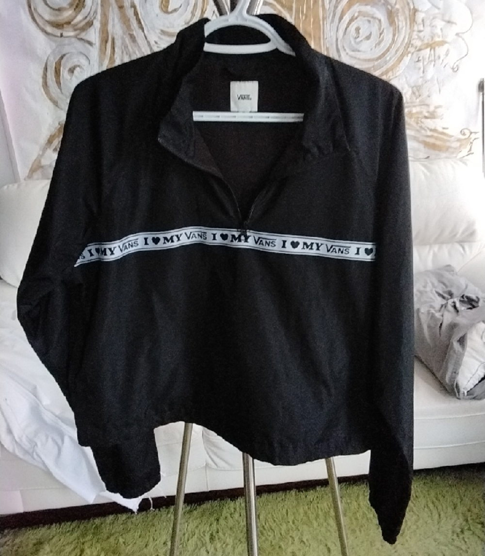 Vans Black Half-Zip Pullover with White Logo Tape